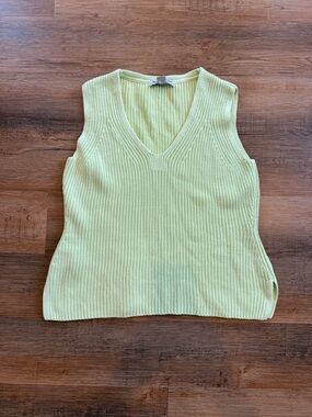Tommy Bahama Pale Lime Knit Sleeveless v neck Sweater Preppy Size medium